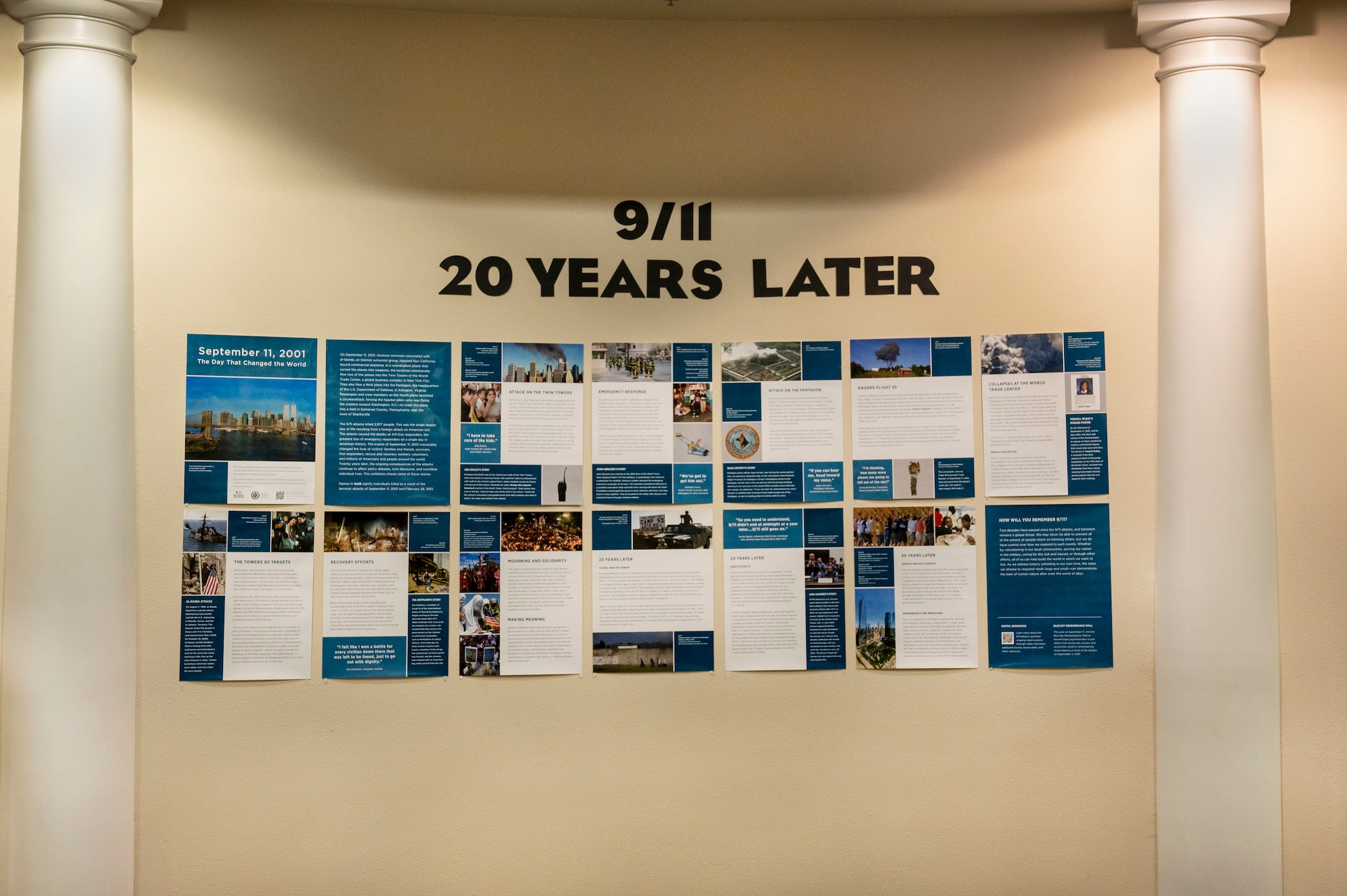 A 9/11 poster exhibit is on display