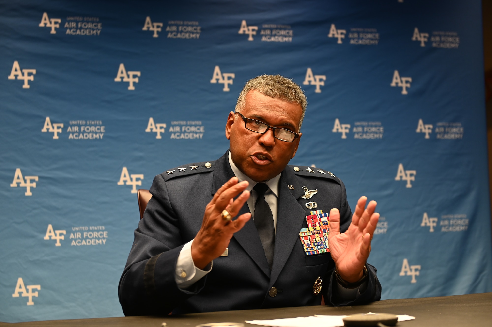 Lt. Gen. Richard Clark, U.S. Air Force Academy superintendent, delivers opening remarks during the virtual National Discussion on Sexual Assault and Sexual Harassment with America’s Colleges, Universities and Service Academies, at the U.S. Air Force Academy, Colo., Sept. 7, 2021. The multi-day, collaborative event enabled more than 200 senior leaders from the Department of Defense and civilian academic institutions to develop partnerships and to share evidence-based best practices to prevent sexual assault and sexual harassment at colleges, universities and service academies. (U.S. Air Force photo by Tech. Sgt. Zach Vaughn)