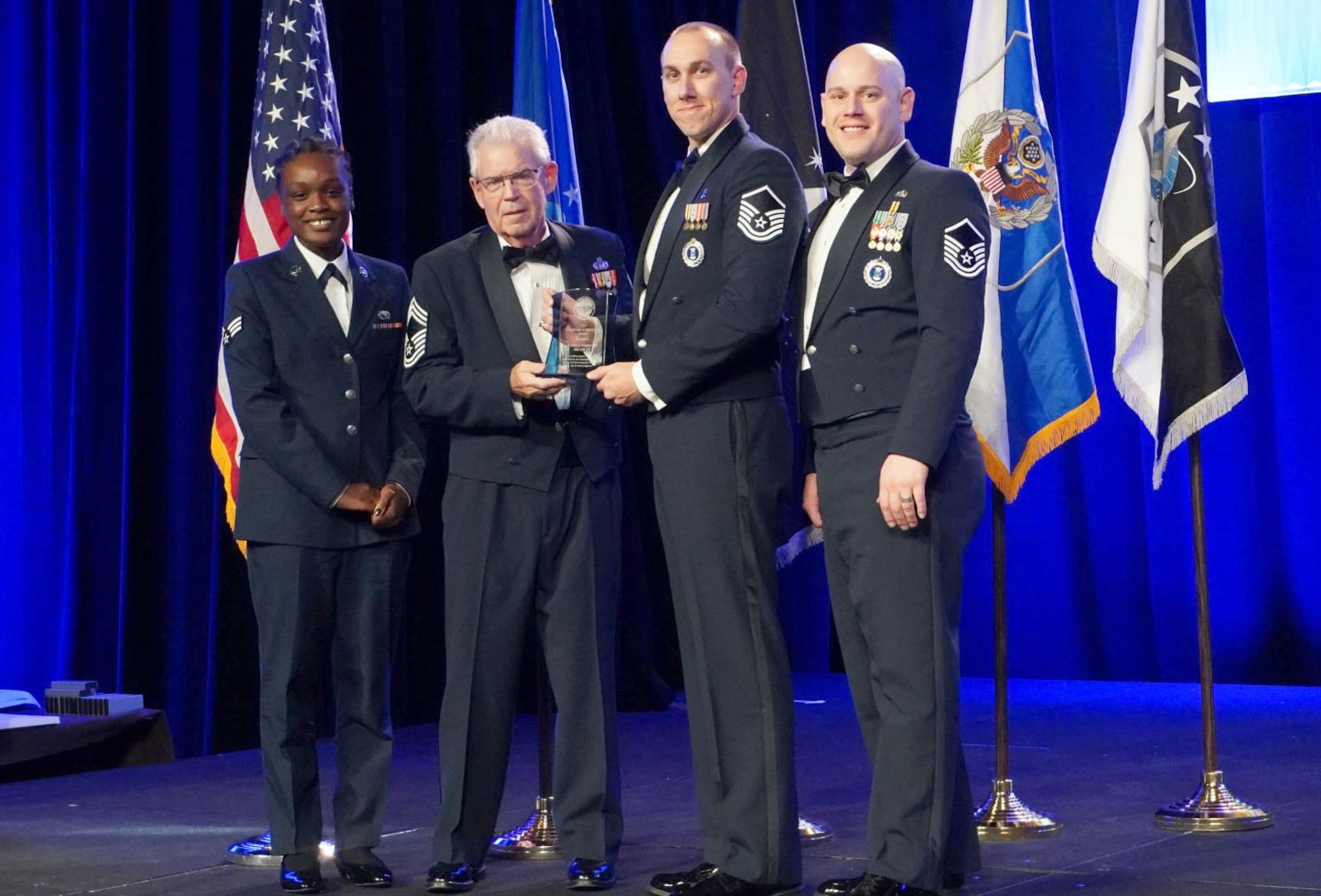 Master Sgt. James Zwiebel, of the 348th Recruiting Squadron officer accessions flight, receives the Air Force Sergeants Association’s Award of Excellence at the at association’s Professional Education and Development Symposium July 2021 in Orlando, Florida.