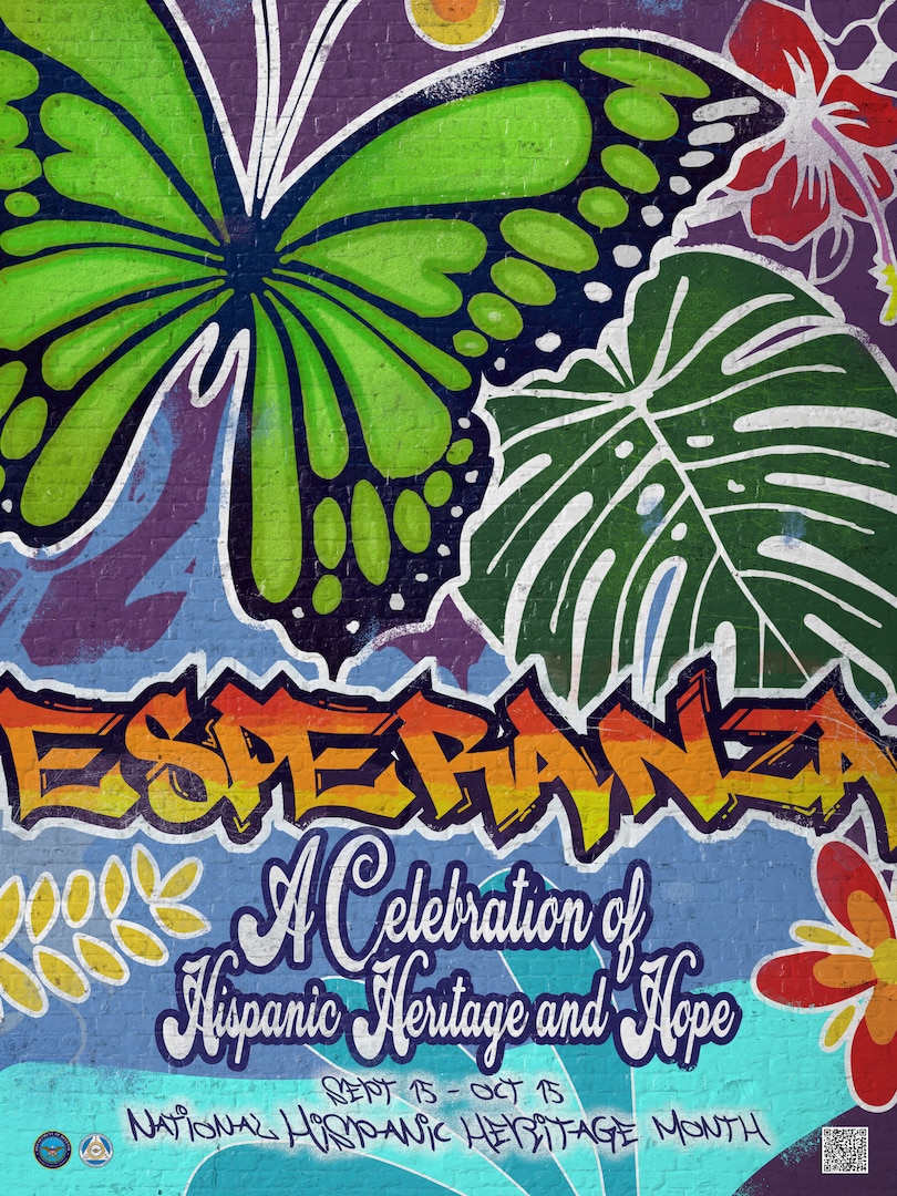 A  multicolored poster with the words: : Esperanza: A Celebration of Hispanic Heritage and Hope.