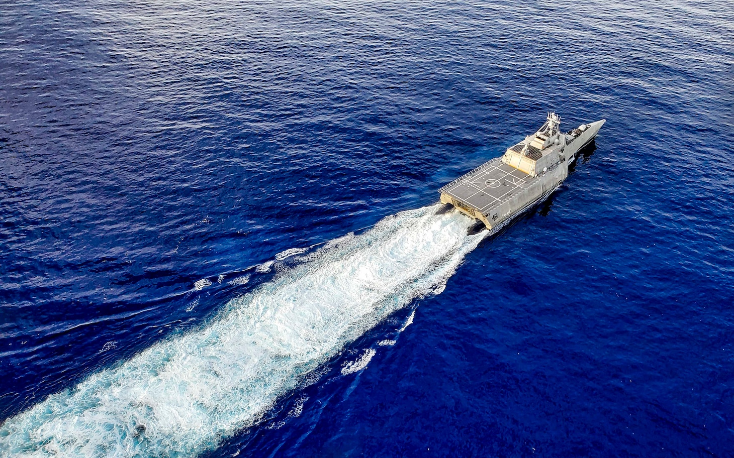 Independence-variant littoral combat ship USS Tulsa (LCS 16) transits the South China Sea, Sept. 7, 2021. Tulsa is on a scheduled deployment in the U.S. 7th Fleet area of operations to enhance interoperability with allies and partners while serving as a ready-response force in support of a free and open Indo-Pacific region.