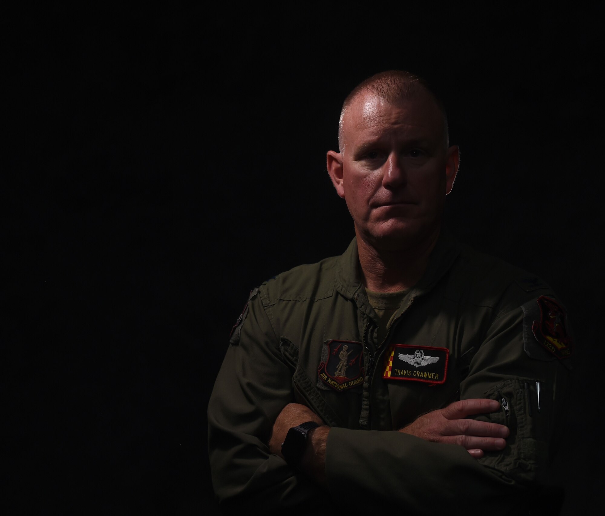 Col. Travis Crawmer, 132d Wing commander, was off duty during the 9/11 attacks and called back to base to await orders to scramble their F-16 Fighters for alert patrol. The order never came but Crawmer went on to deploy four times and fly 400 combat hours in the Global War on Terror. (U.S. Air National Guard photo by Tech. Sgt. Michael J. Kelly)