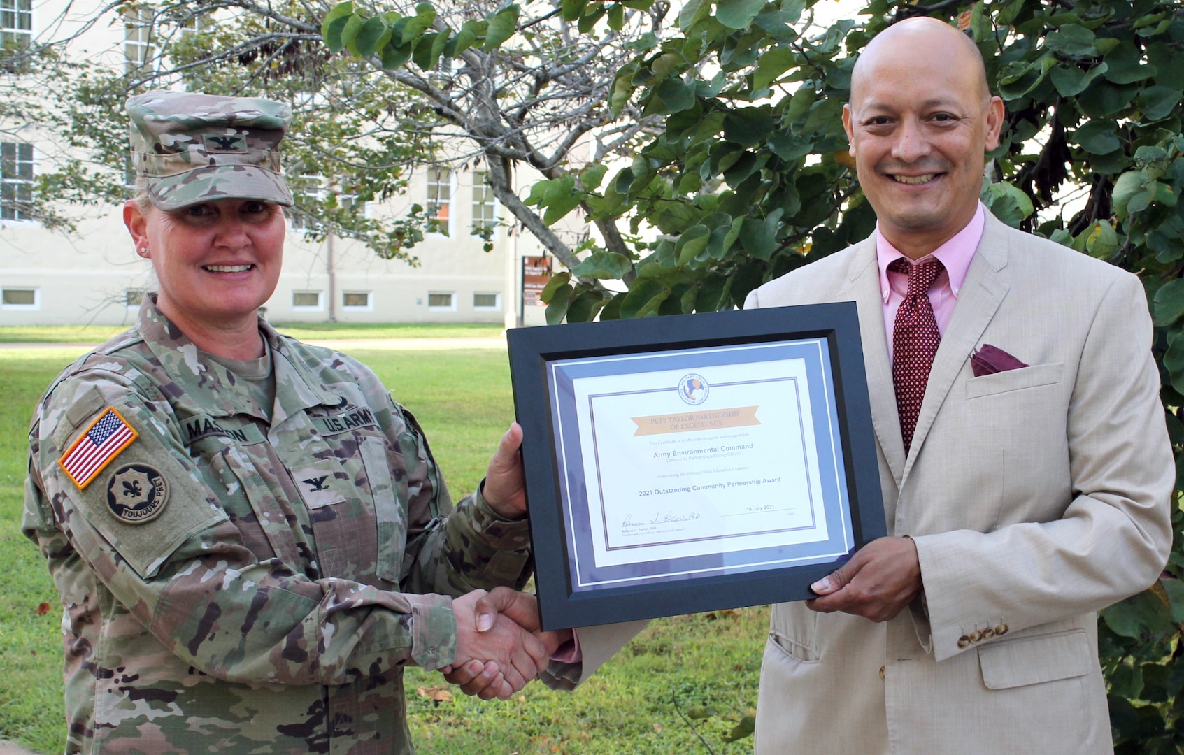 Fort Sam Houston Elementary School honors U.S. Army Environmental Command for partnership efforts