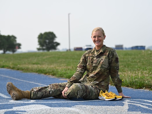 Airman First Class Patricia Teggatz, 132d Force Support Squadron, ran for the University of Iowa Track & Field program. Teggatz competed in the 1500 meter and 3000 meter events. (U.S. Air National Guard photo by Tech. Sgt. Michael J. Kelly)