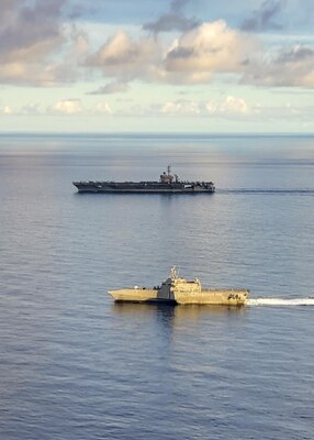 USS Carl Vinson (CVN 70) Transits South China Sea with USS Tulsa (LCS 16)