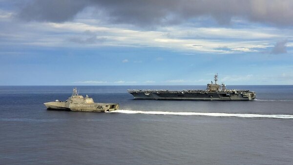 USS Carl Vinson (CVN 70) Transits South China Sea with USS Tulsa (LCS 16)