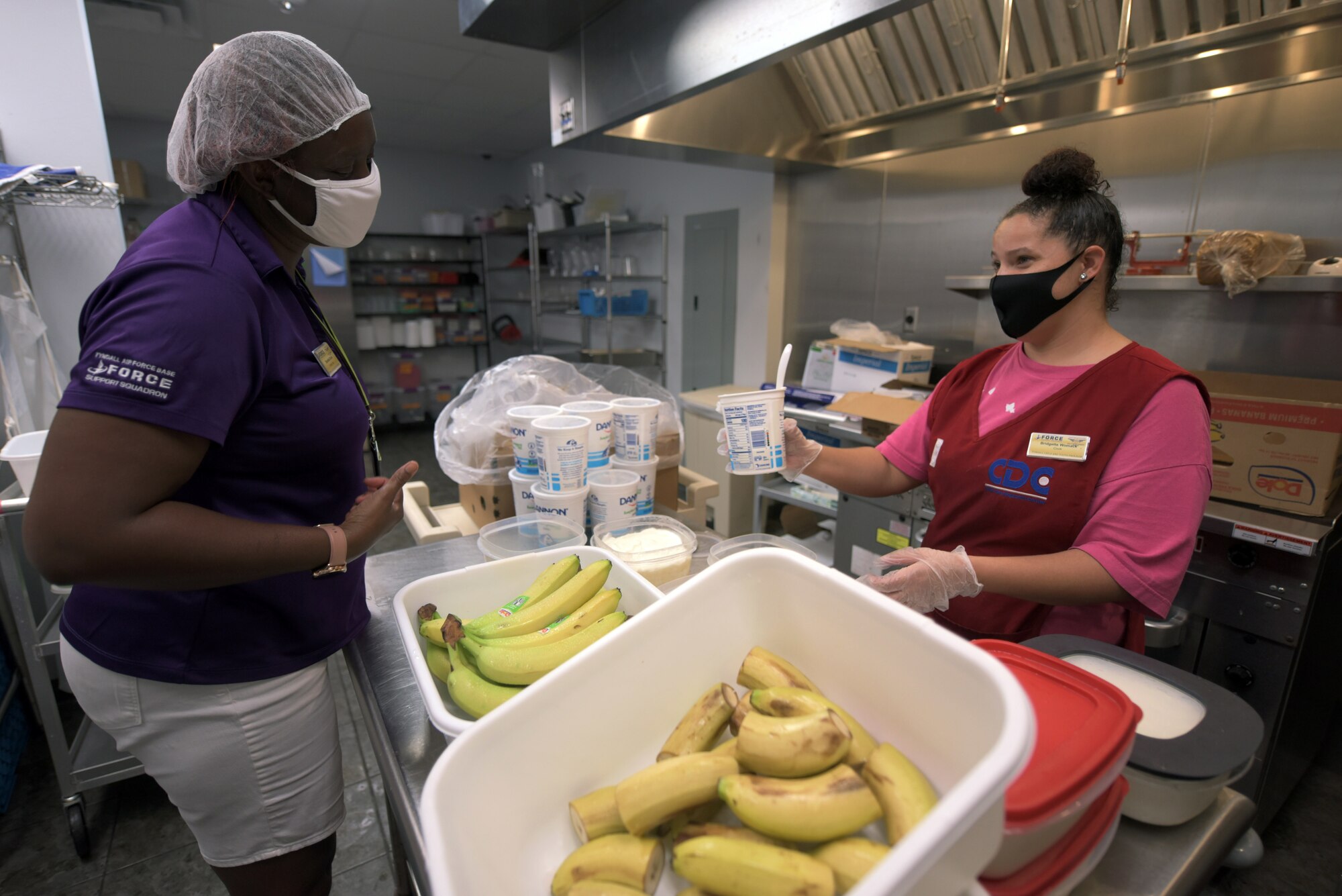 Women prepare food