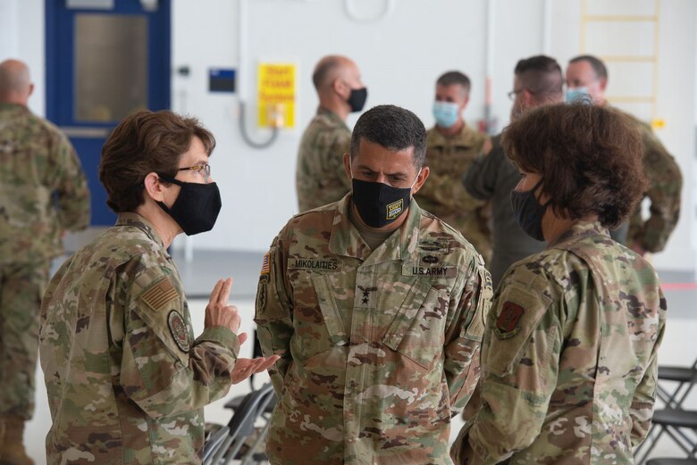 Gen. Jacqueline Van Ovost, Air Mobility Command commander, and Chief Master Sgt. Brian Kruzelnick, command chief master sergeant for Air Mobility Command, met with local New Hampshire state and National Guard leadership and recognized Airmen who showed outstanding support of the AMC mission.