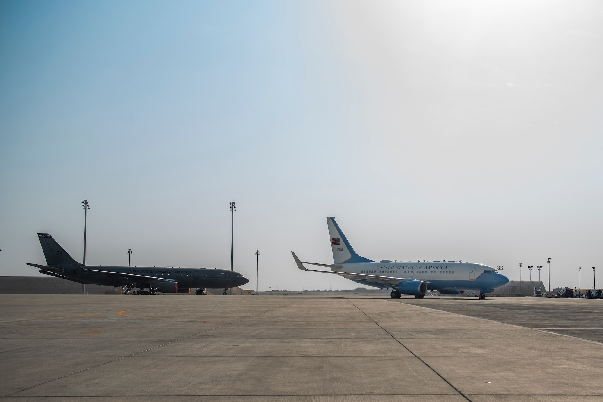 Austin visited the installation to thank service members for their support and dedication to the Afghanistan evacuation operations, where more than 55,000 evacuees were temporarily housed during transit and processed forward to their next location. (U.S. Air Force photo by Senior Airman Kylie Barrow)