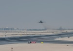 A U.S. Air Force F-16 Fighting Falcon, assigned to the 378th Air Expeditionary Wing, takes-off during Exercise Sky Shield III August 2, 2021, at Al Udeid Air Base, Qatar. Sky Shield III is the third iteration of a bilateral defensive counter-air combat patrol and combat search and rescue exercise designed to validate Air Forces Central and QEAF’s combined capability to defend regional airspace. The exercise enhances resolute partnerships and improves interoperability to ensure security and stability in the region. (U.S. Air Force photo by Staff Sgt. Kylee Gardner)