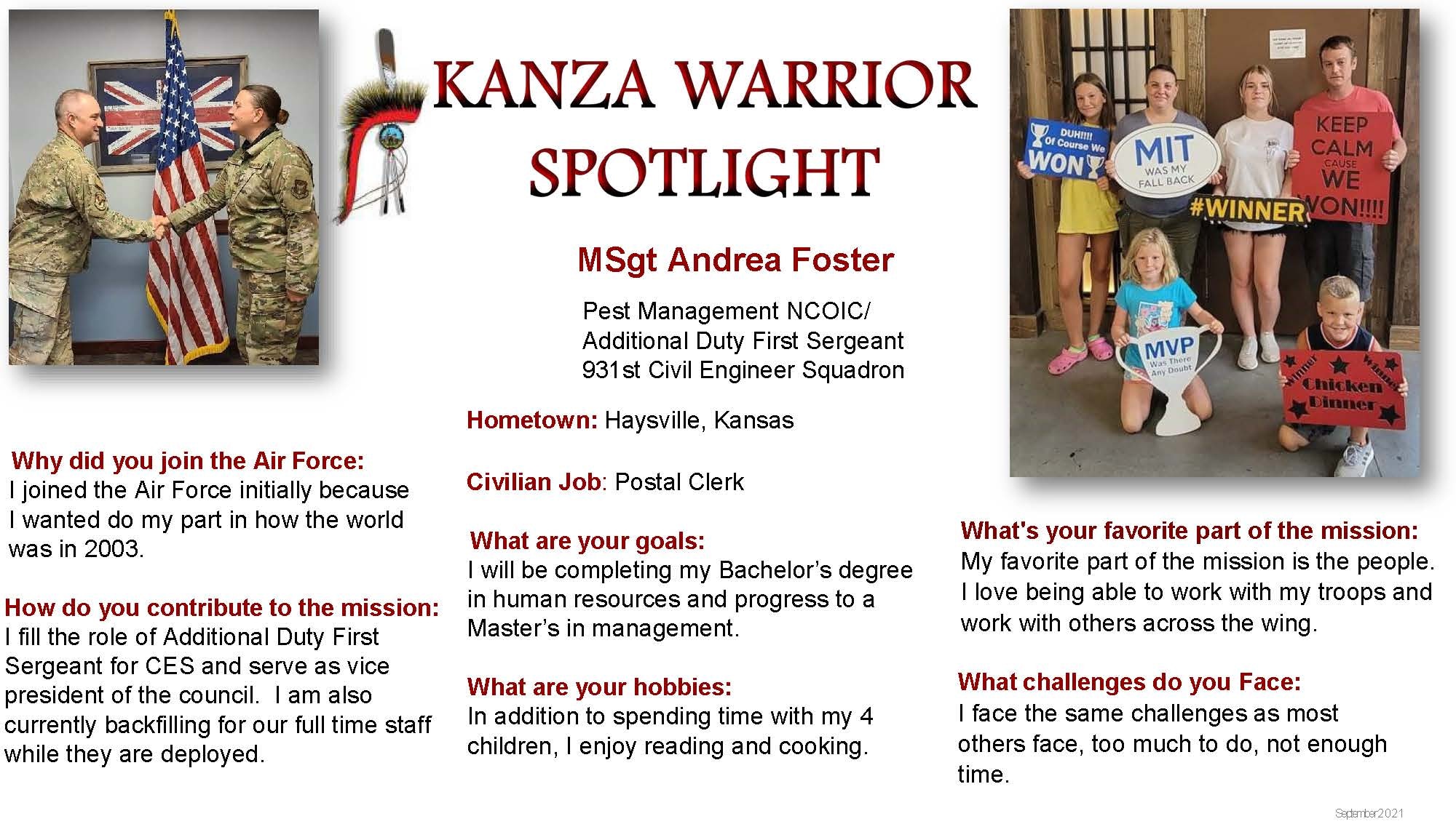 September 2021 Kanza Warrior Spotlight