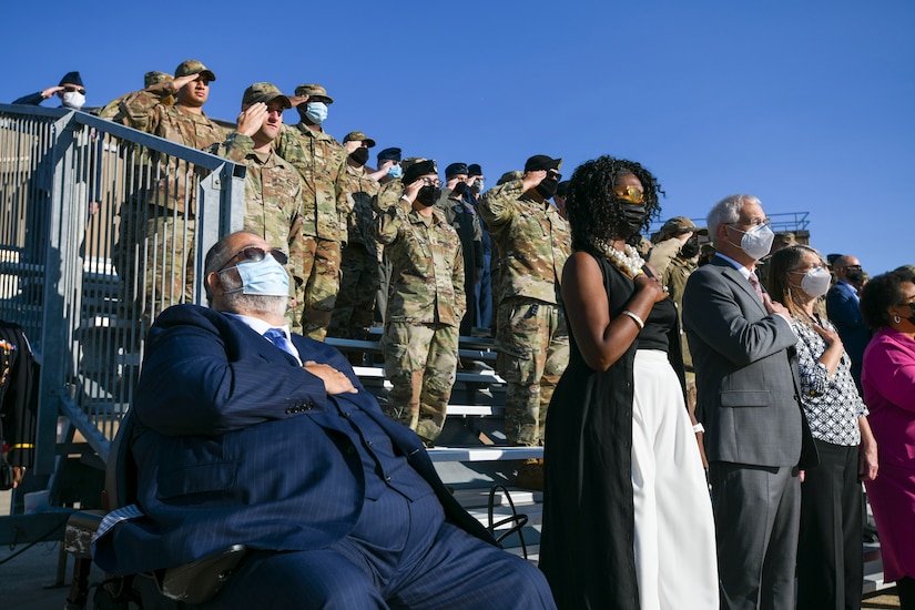 Military members, distinguished visitors and civic leaders paid respect to 9/11 victims at a Remembrance Ceremony at Joint Base Andrews, Md., on Sept. 10, 2021.
