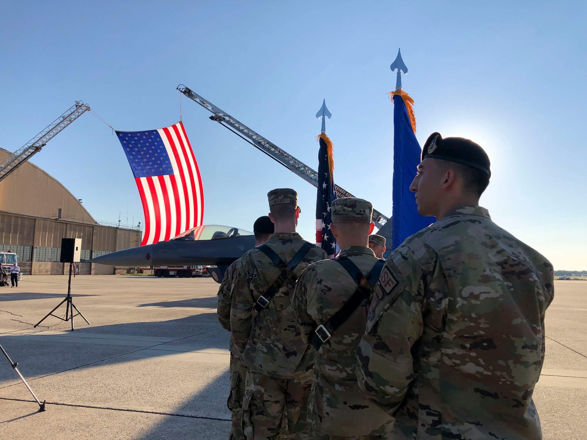 An honor guard comprised of first responders waits for the start of the 9/11 Remembrance Ceremony at Joint Base Andrews, Md., on Sept. 10, 2021.