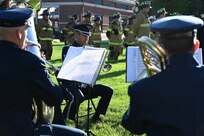 U.S. Air Force Tech. Sgt. Jason Covey plays with other members of The United States Air Force Band during a 9/11 memorial ceremony on Sept. 10, 2021 at Joint Base Anacostia-Bolling, Washington D.C. Mission partners from across the National Capitol Region gathered at JB Anacostia-Bolling to honor those who died 20 years ago during the terror attacks on the World Trade Center and the Pentagon on September 11, 2001. (U.S. Air Force photo by Staff Sgt. Kayla White)