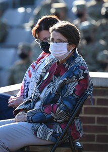 Surviving members of the Earhart family observe a 9/11 memorial ceremony at Joint Base Anacostia-Bolling, Washington D.C. on Sept. 10, 2021. The Earhart and Golinski families attending the ceremony both lost loved ones during the terrorist attack on the Pentagon twenty years ago. Mission partners from across the National Capitol Region gathered at JB Anacostia-Bolling to honor those who died during the terror attacks on the World Trade Center and the Pentagon on September 11, 2001. (U.S. Air Force photo by Staff Sgt. Kayla White)