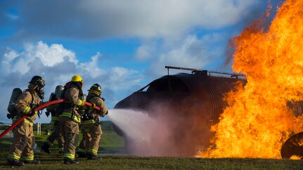 Joint fire training heats up on Andersen