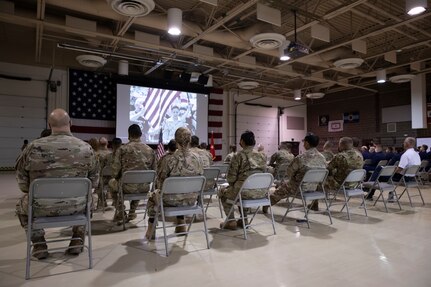 Members of the Alaska National Guard participate in a Sept. 11 remembrance ceremony held on Joint Base Elmendorf-Richardson one day before the 20th anniversary of the events that transpired in 2001. (Army National Guard photo by Spc. Grace Nechanicky)
