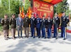 Members of the Vermont National Guard attend a celebration for Army Day at the Ministry of Defense in Skopje, North Macedonia, Aug. 18, 2021. The holiday commemorates the creation of the Mirče Acev battalion in 1943. The battalion laid the foundation of the People's Liberation Army of Macedonia that fought against the Axis forces during WWII.