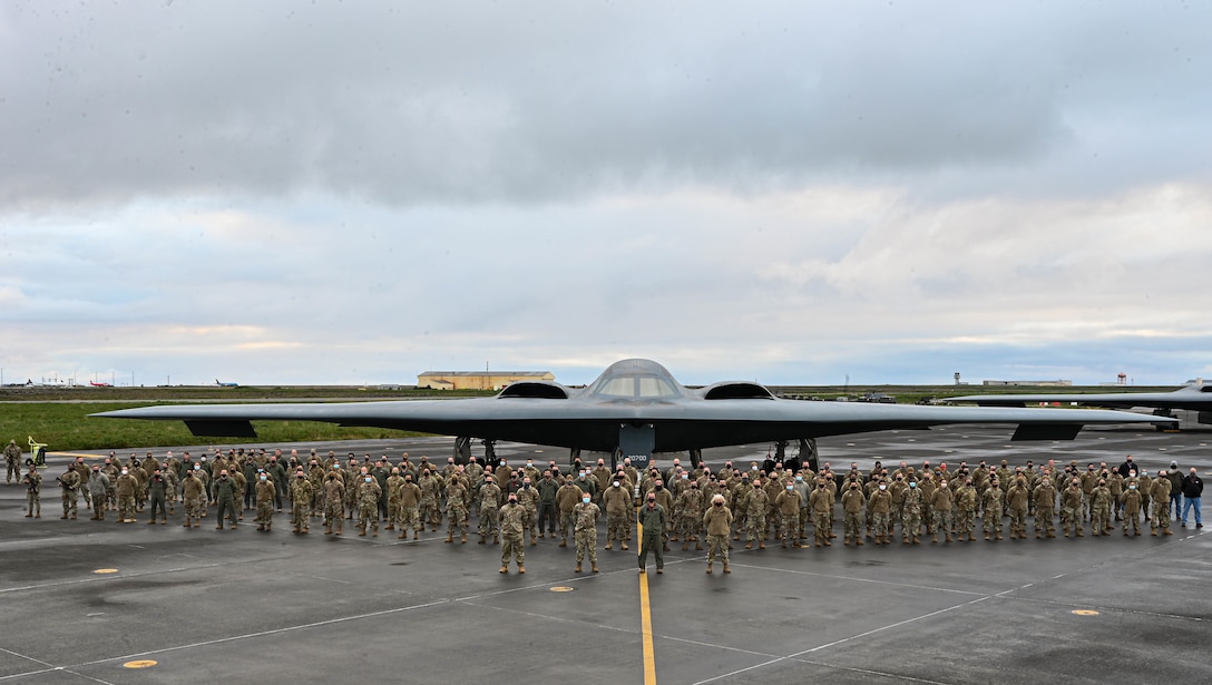 Airmen assigned to the 110th Expeditionary Bomb Squadron deploy three B-2 Spirit stealth bombers to Keflavik Air Base, Iceland, Sept. 7, 2021. Stealth bombers routinely operate across the globe to remain flexible and agile to respond to the changes in the operational environment. (U.S. Air Force photo by Airman 1st Class Victoria Hommel)