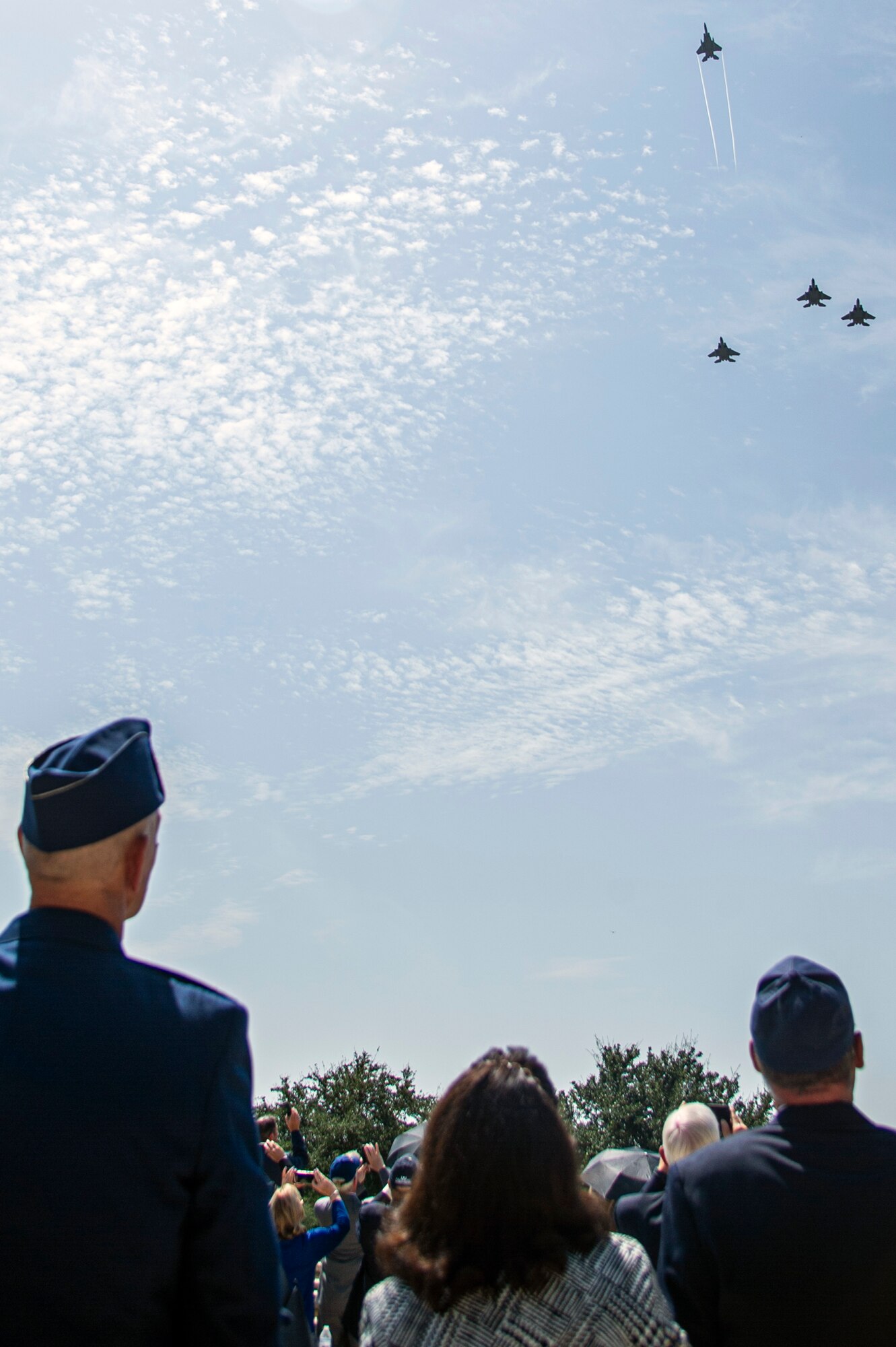 A flyover takes place during the interment of retired Col. Richard E. Cole, Sept. 7, 2021.