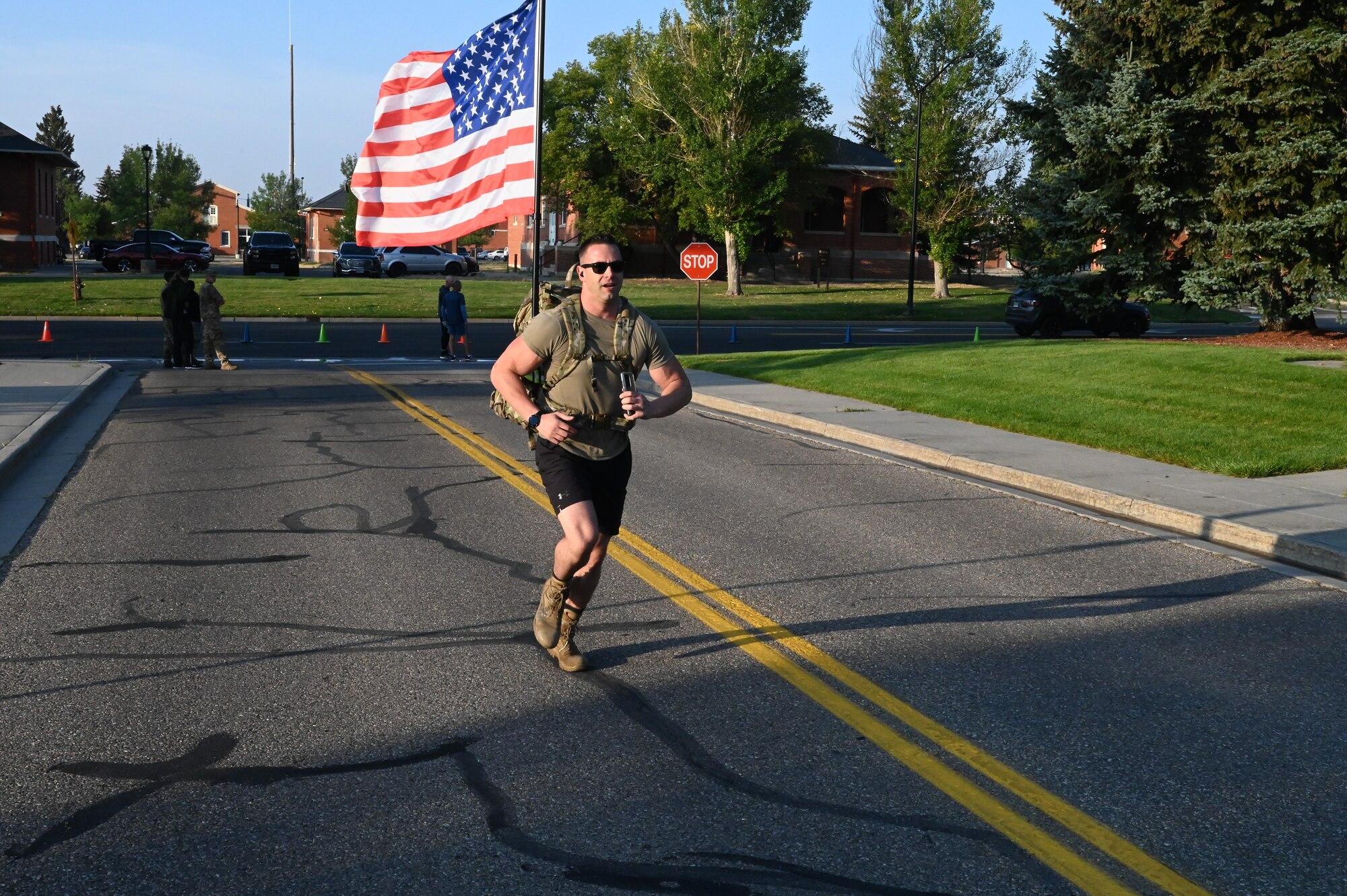 defender carrying flag