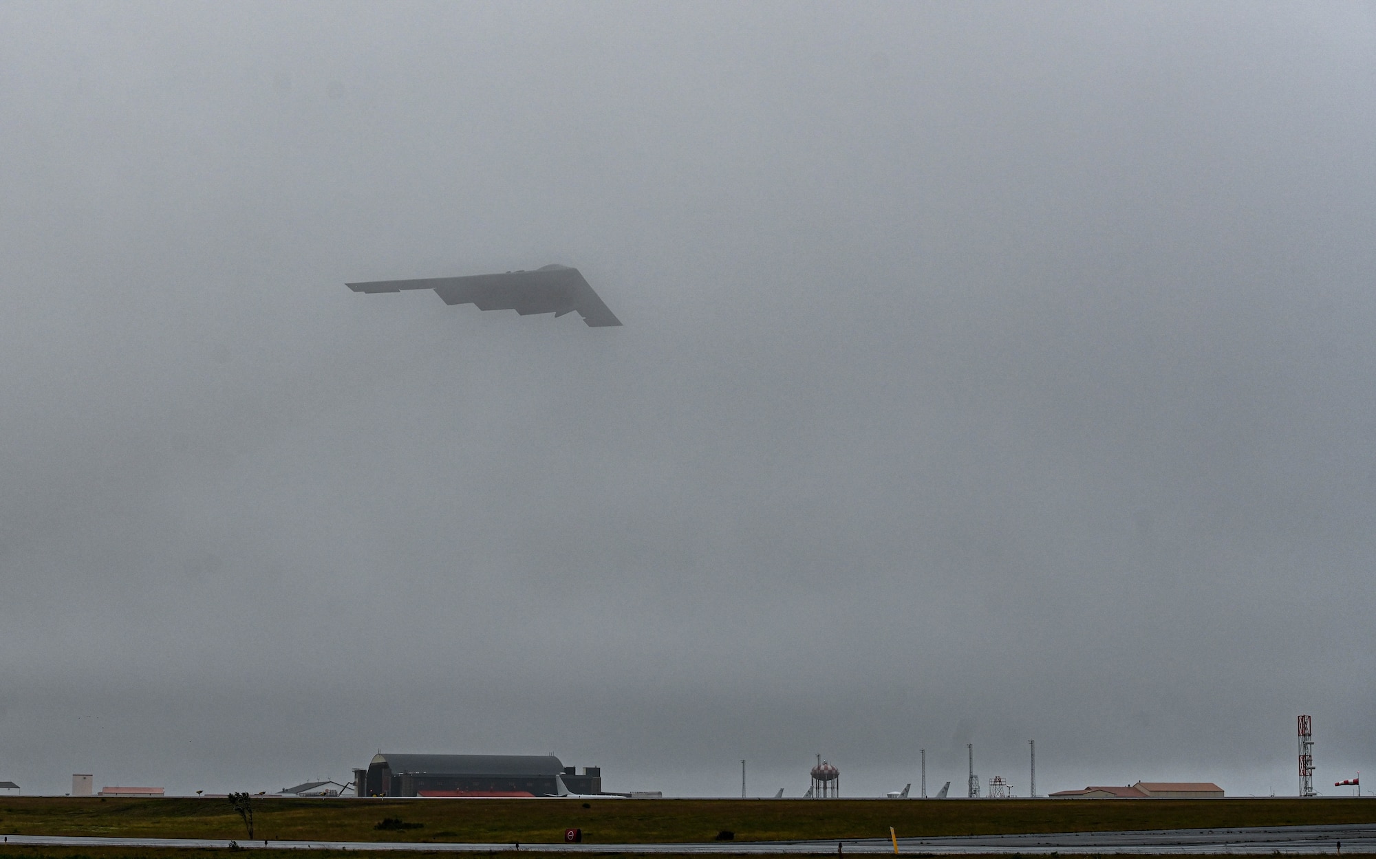 Two B-2 Spirit stealth bombers, assigned to Whiteman Air Force Base, Missouri, depart from Keflavik Air Base, Iceland, August 25, 2021. The stealth bombers integrate with U.S. Air Forces in Europe F-15 Eagles as part of a joint training operation in the European theater. Training with allies and partners, and other U.S. Air Force units build strategic relationships that are critical for timely and coordinated responses when needed. (U.S. Air Force photo by Airman 1st Class Victoria Hommel)