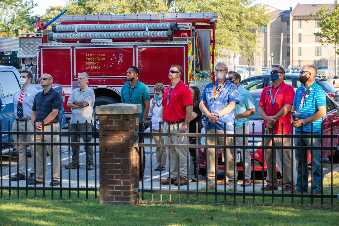 Norfolk Naval Shipyard (NNSY) held its Patriot Day ceremony on Friday, Sept. 10, to commemorate the lives of those lost and the courage and bravery of all the first responders who helped save lives during the historic September 11, 2001 attacks. This year marks the 20th anniversary of the 9/11 attacks, which were the worst attacks on American soil since the Japanese attacked Pearl Harbor, Hawaii, in 1941.