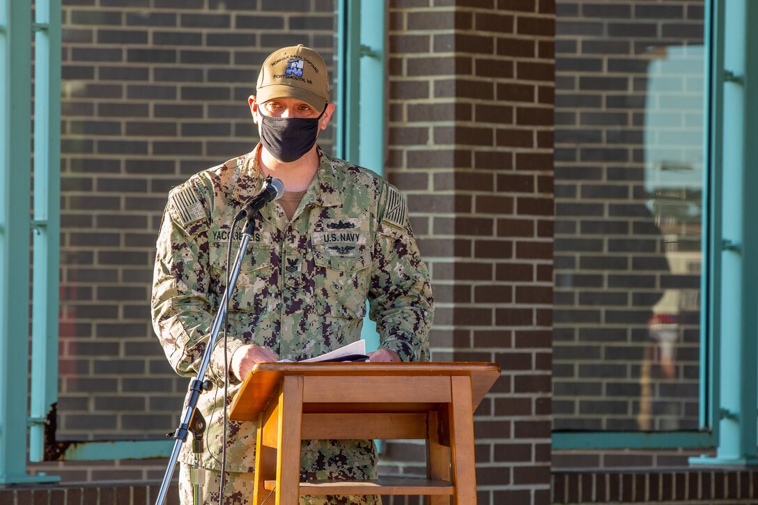Norfolk Naval Shipyard (NNSY) held its Patriot Day ceremony on Friday, Sept. 10, to commemorate the lives of those lost and the courage and bravery of all the first responders who helped save lives during the historic September 11, 2001 attacks. This year marks the 20th anniversary of the 9/11 attacks, which were the worst attacks on American soil since the Japanese attacked Pearl Harbor, Hawaii, in 1941.