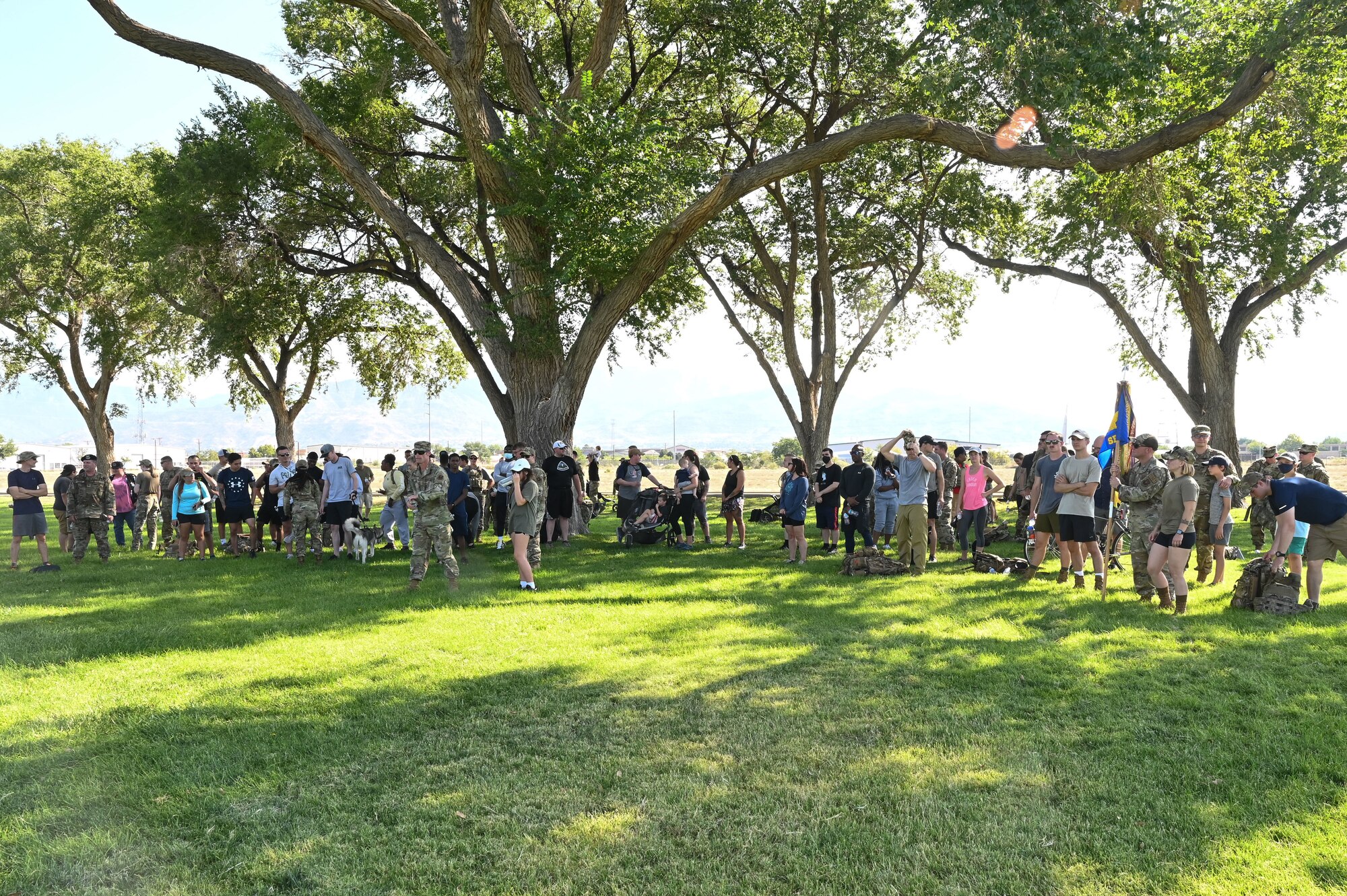 Team Kirtland Airmen participate in a ruck for the 20th anniversary of 9/11.