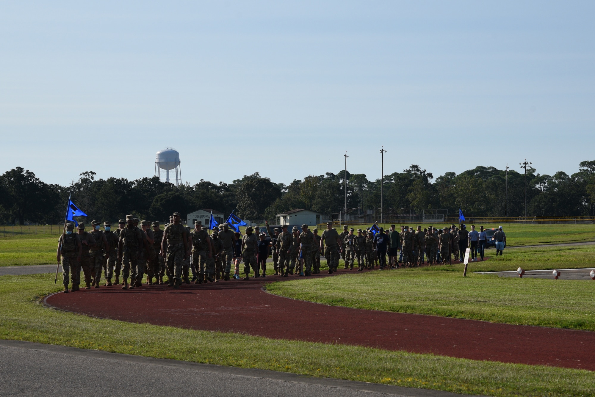 The 403rd Wing hosted a 20th Anniversary 9/11 Memorial Ruck March in rembrance of those who lost their lives during the events of 9/11. The march was led by the 403rd Security Forces Squadron and was open to all members of Keesler Air Force Base, both military and civilian. (U.S. Air Force photo by Master Sgt. Jessica Kendziorek)