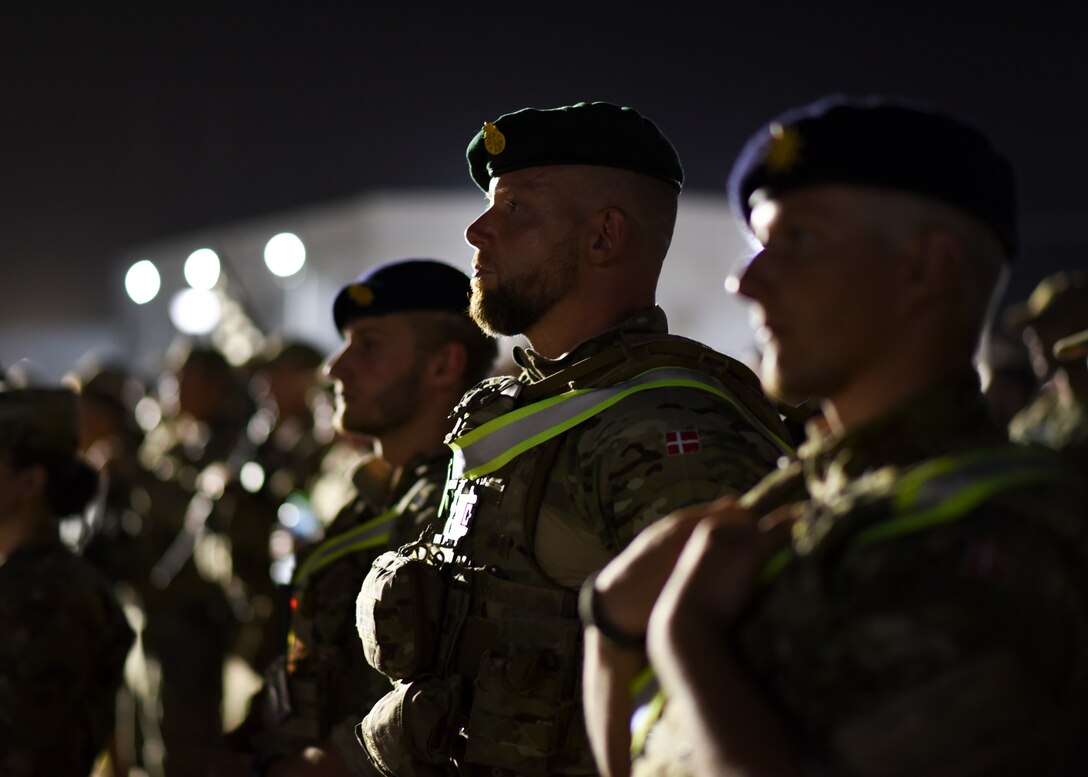 U.S. troops and coalition forces participated in the 20th Anniversary 9/11 Ceremony & Memorial 5K ruck march at Ali Al Salem Air Base, Kuwait, September 11, 2021. (U.S. Air Force photo by Staff Sgt. Ryan Brooks)