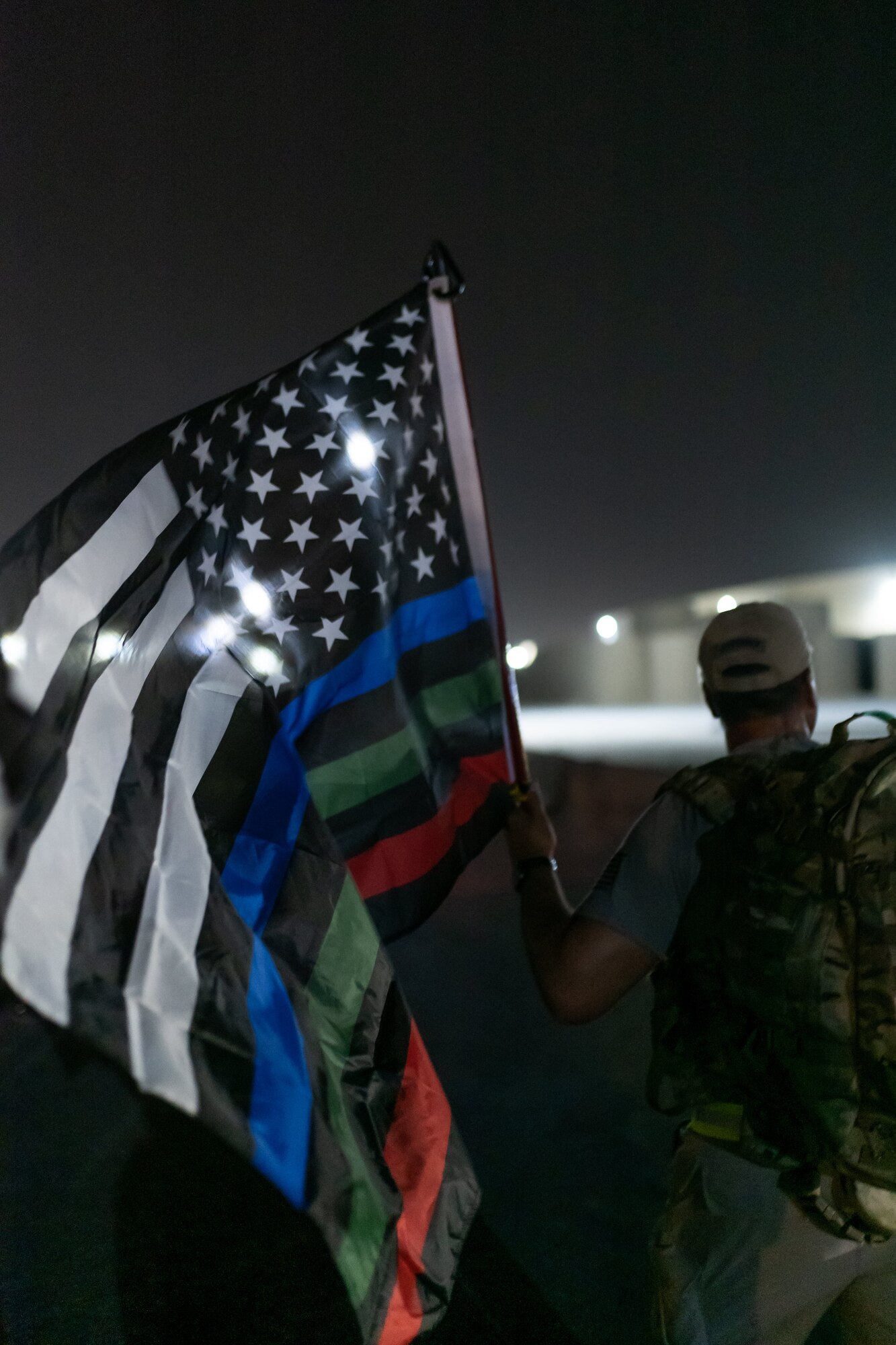 U.S. troops and coalition forces participated in the 20th Anniversary 9/11 Ceremony & Memorial 5K ruck march at Ali Al Salem Air Base, Kuwait, September 11, 2021. (Courtesy photo)