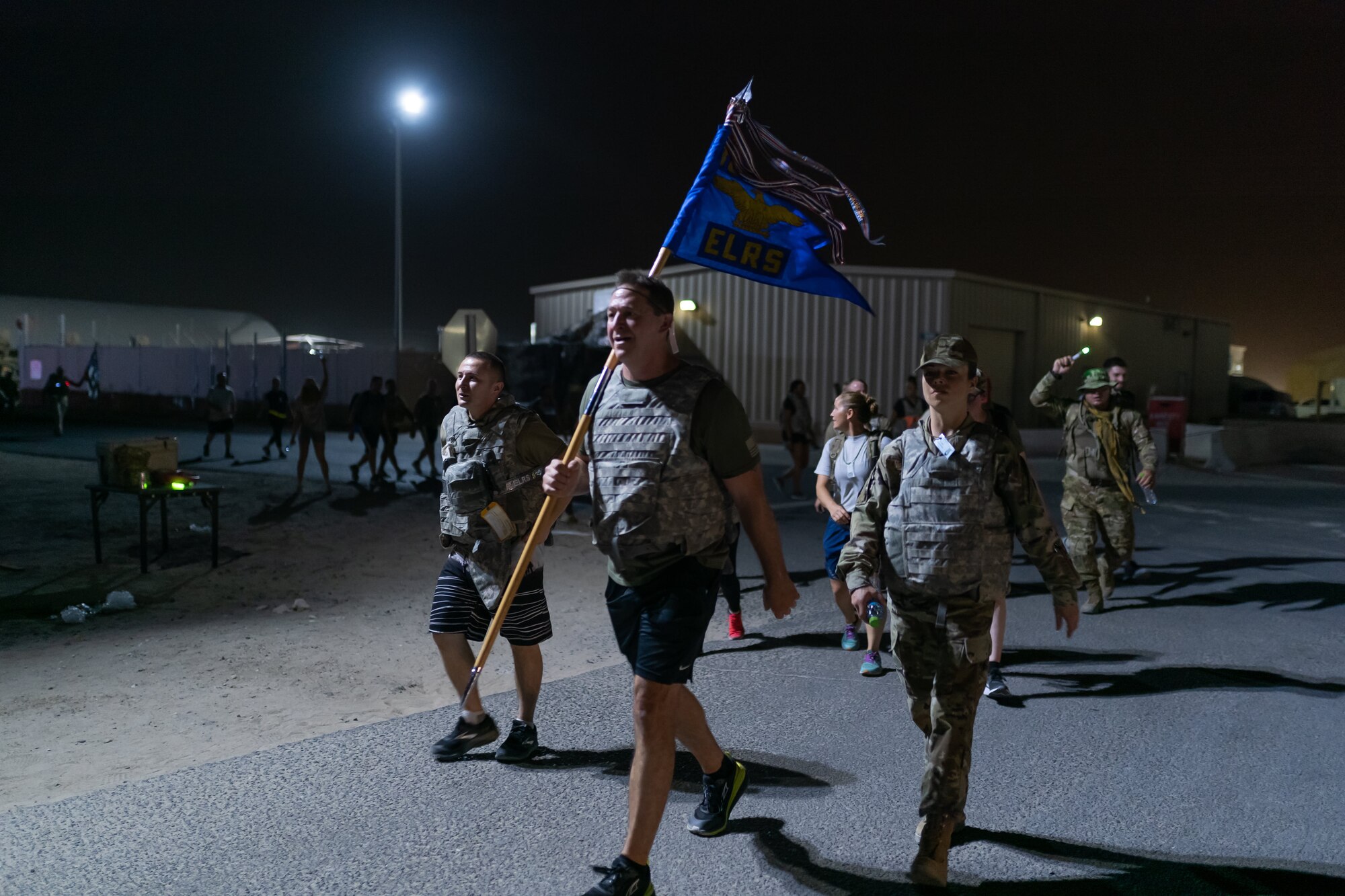 U.S. troops and coalition forces participated in the 20th Anniversary 9/11 Ceremony & Memorial 5K ruck march at Ali Al Salem Air Base, Kuwait, September 11, 2021. (Courtesy photo)