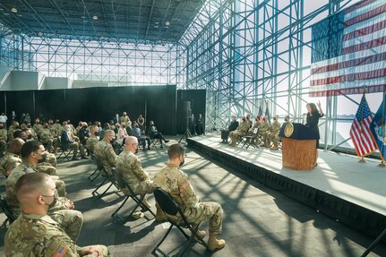 Gov. Kathy Hochul recognizes the New York National Guard for its service responding to the 9/11 terror attacks on the 20th anniversary of Sept. 11, 2001 in remarks at the Jacob Javits Center in New York City.