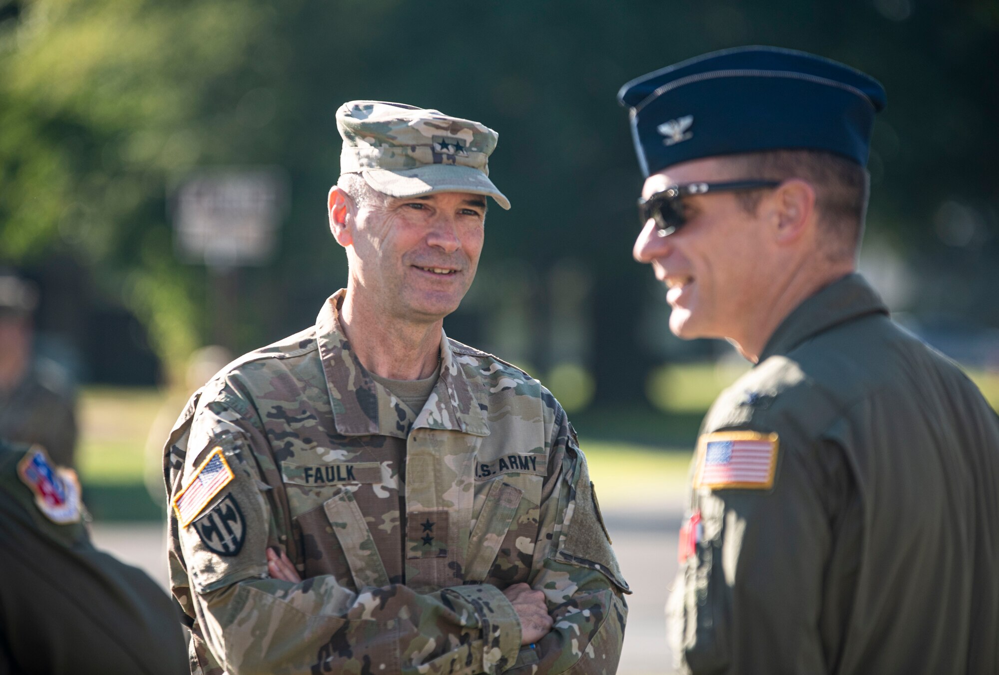 U.S. Army Maj. Gen. Rodney Faulk speaks with Joint Base Leadership during the 9/11 20th Anniversary Commemoration held at Joint Base McGuire-Dix-Lakehurst, N.J. Sept. 9, 2021. The event was held to honor the 20th anniversary of 9/11 where 2,977 victims lost their lives and more than 6,000 were left injured. (U.S. Air Force Photo by Airman 1st Class Matthew Porter)