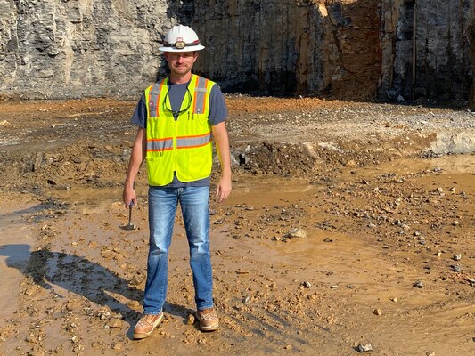 Tommy Hollowell, quality assurance field lead in the Western Kentucky Resident Office, is the U.S. Army Corps of Engineers Nashville District Employee of the Month for July 2021.He is seen here Sept. 10, 2021 performing quality assurance at the Kentucky Lock Addition Project in Grand Rivers, Kentucky. (USACE Photo)