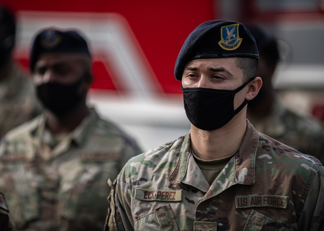 An Airman stands in formation