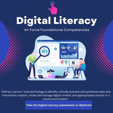 Air Force Foundational Competencies Digital Literacy Graphic with the definition of what a digital literacy is