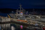 USS Theodore Roosevelt (CVN 71) entered Dry dock 6 at Puget Sound Naval Shipyard & Intermediate Maintenance Facility in Bremerton, Wash., Sept. 10, 2021, to begin the docking portion of a 16.4-month Docking Planned Incremental Availability. (PSNS & IMF photo by Brian Kilpatrick)