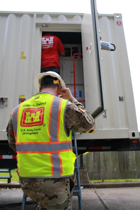 Capt. Aaron Miley from Honolulu District, support the Federal Emergency Management Agency (FEMA) assigned Temporary Emergency Power Mission as part of the U.S. Army Corps of Engineers Hurricane Recovery mission in southeastern Louisiana.