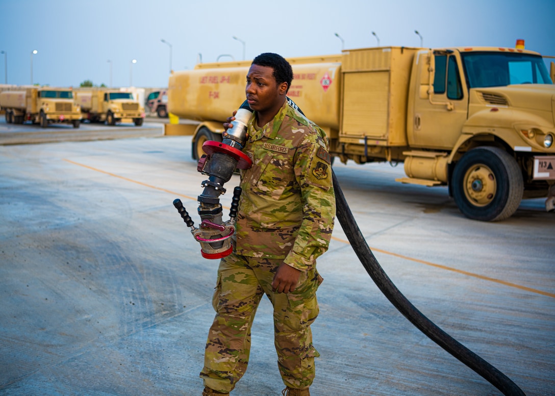 During their deployment rotation, the 380th Expeditionary Logistics Readiness Squadron Fuels Flight oversaw the throughput of 86.5 million gallons, maintaining the Department of Defense’s largest tactical fuel site.