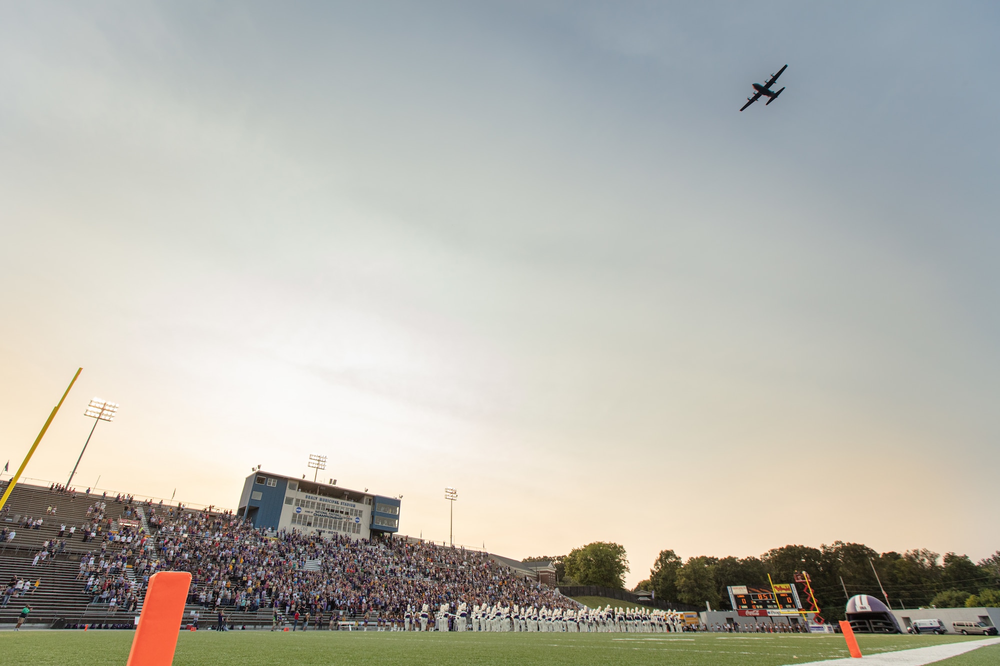 C-130 flies over Braly stadium