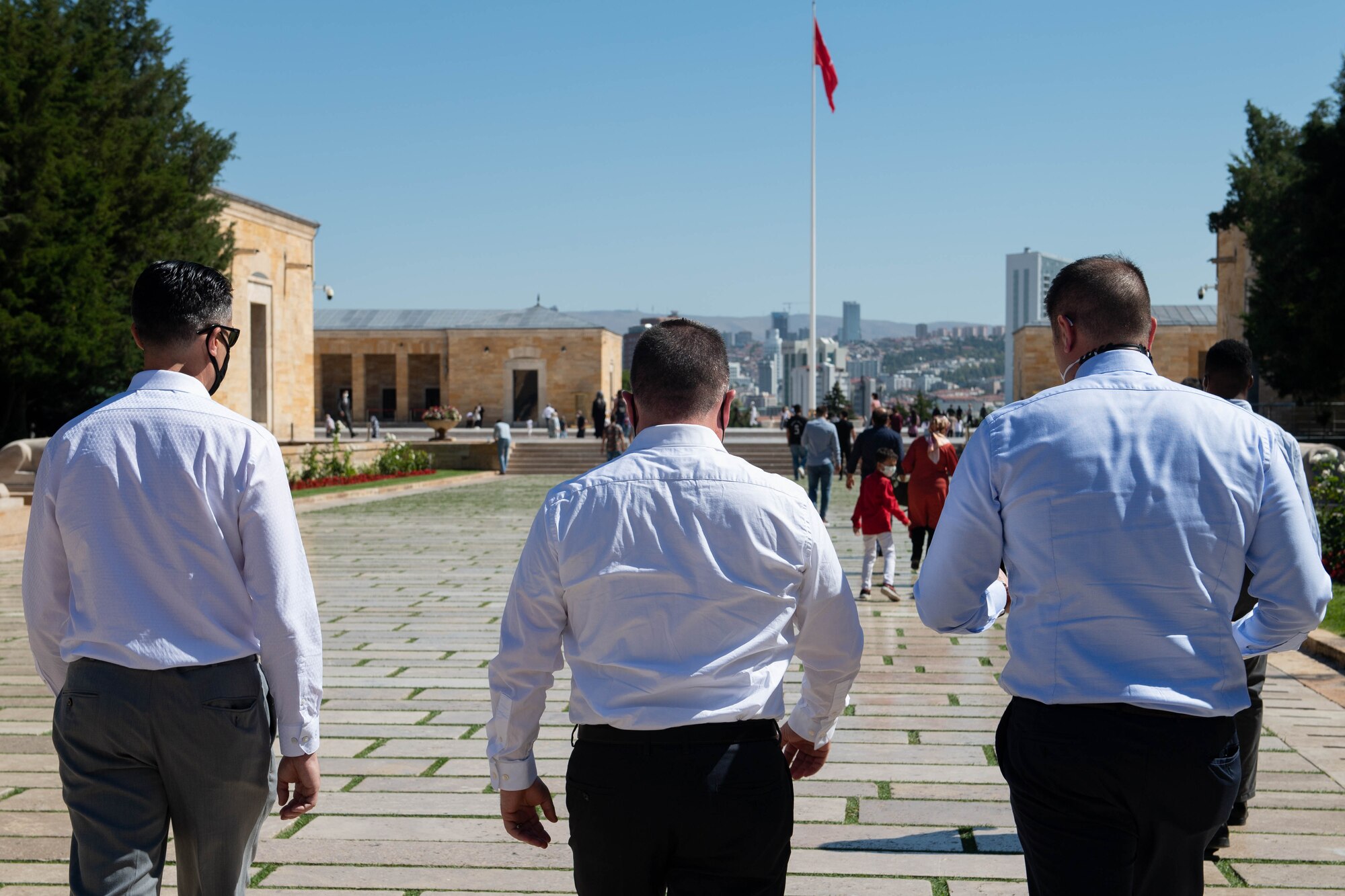 Three officers walking at Ataturk's Mausoleum