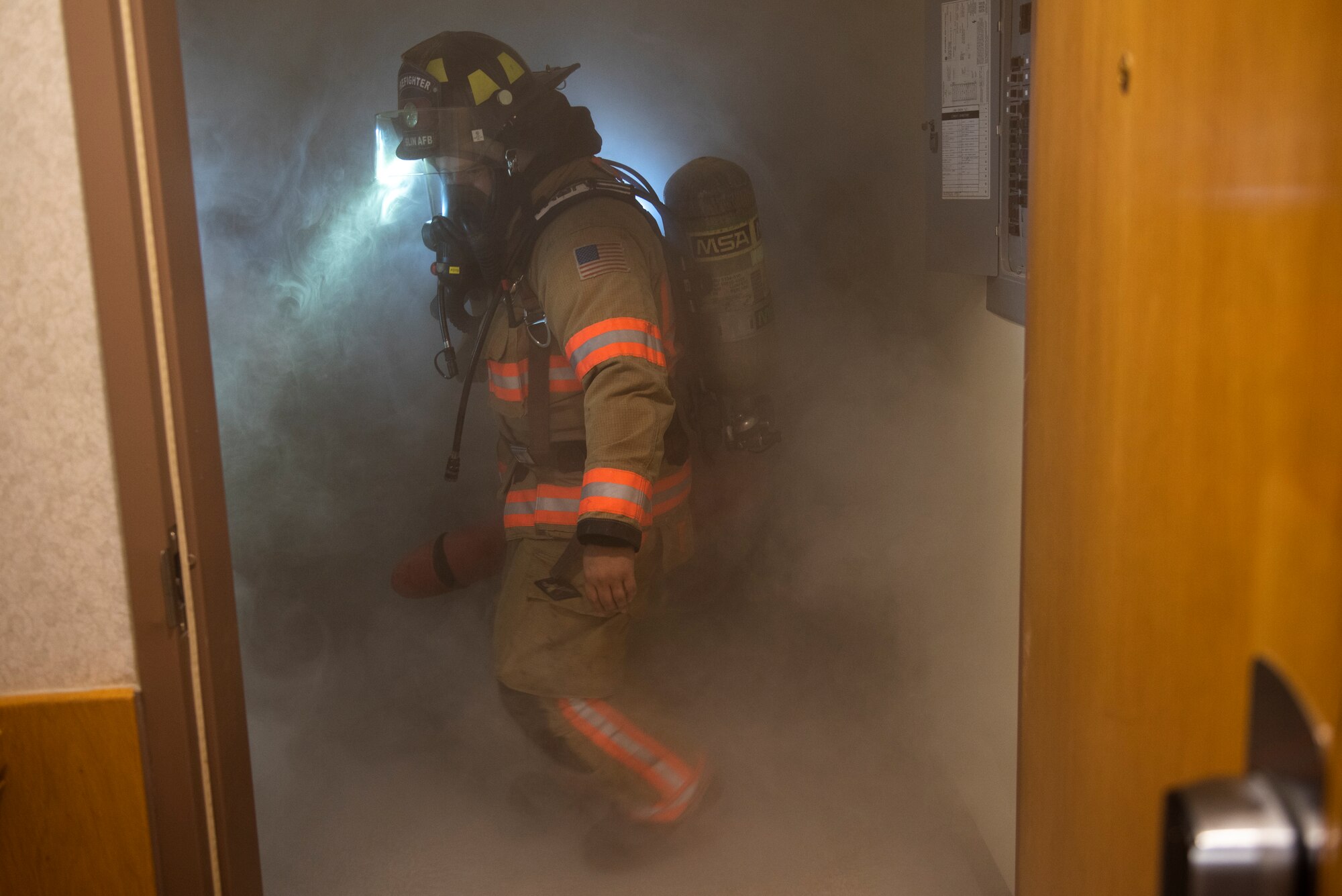 51st CES firefighters responded to a series of training scenarios to ensure all safety procedures are consistently adhered to in timely manner.