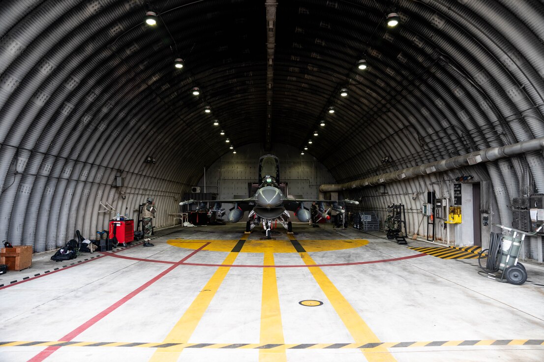 Airmen from the 36th Aircraft Maintenance Unit prepare an F-16 for flight