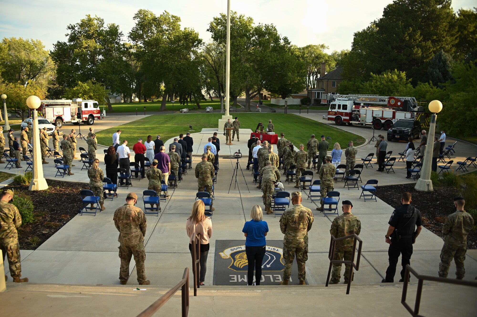 A panoramic view from behind of the audience at the ceremony.