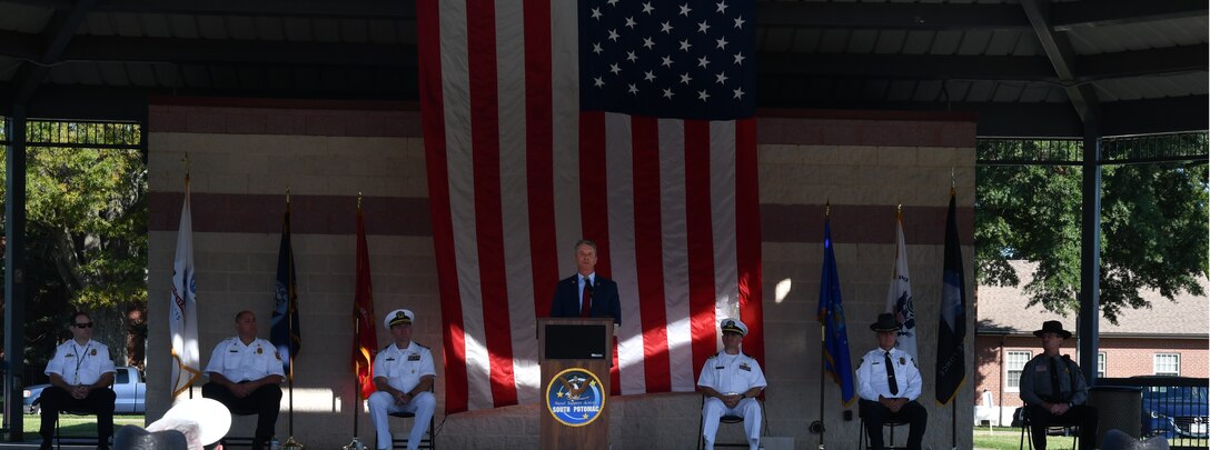 IMAGE: During the Dahlgren 9/11 Remembrance, U.S. Representative Rob Wittman encourages attendees to use the stories of heroism as inspiration.