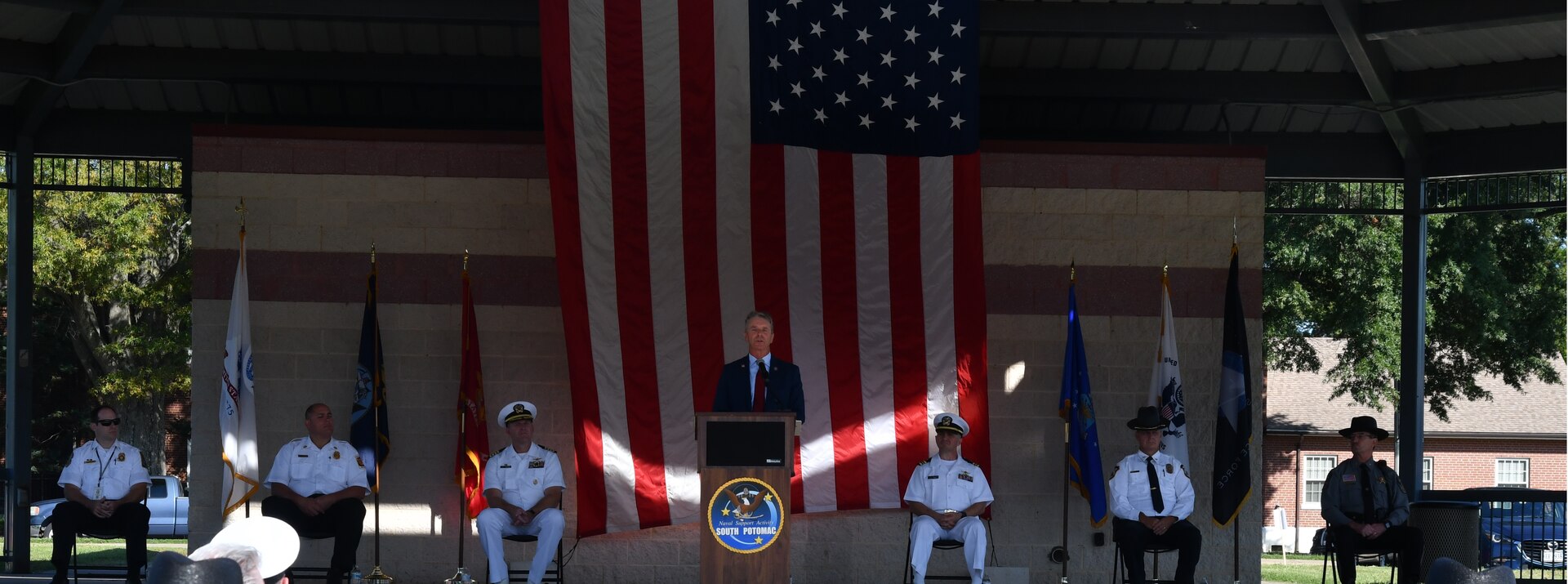 IMAGE: During the Dahlgren 9/11 Remembrance, U.S. Representative Rob Wittman encourages attendees to use the stories of heroism as inspiration.
