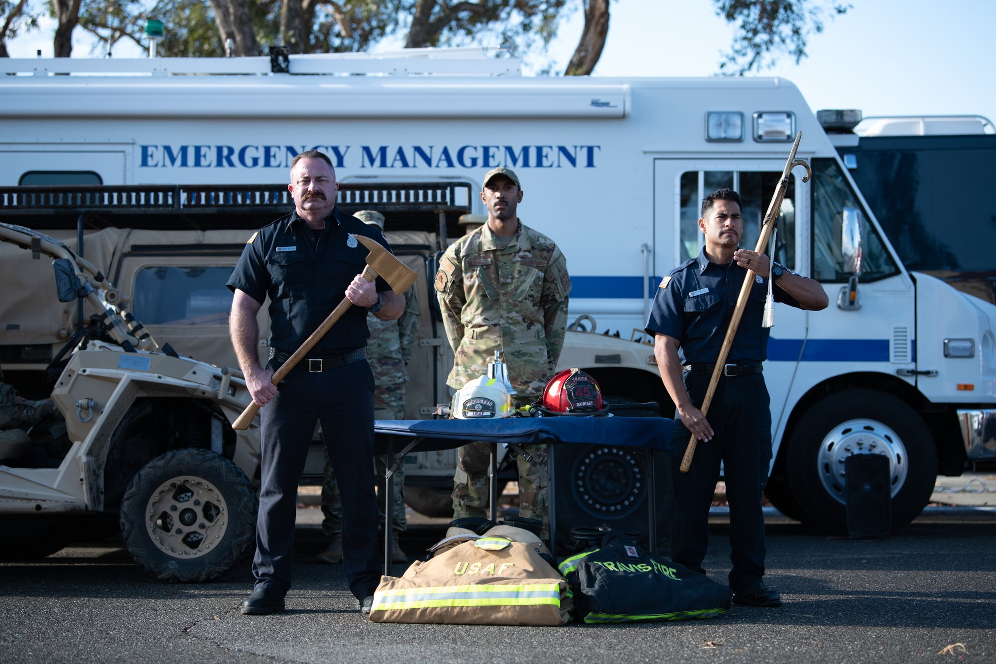 Airmen stand in attention