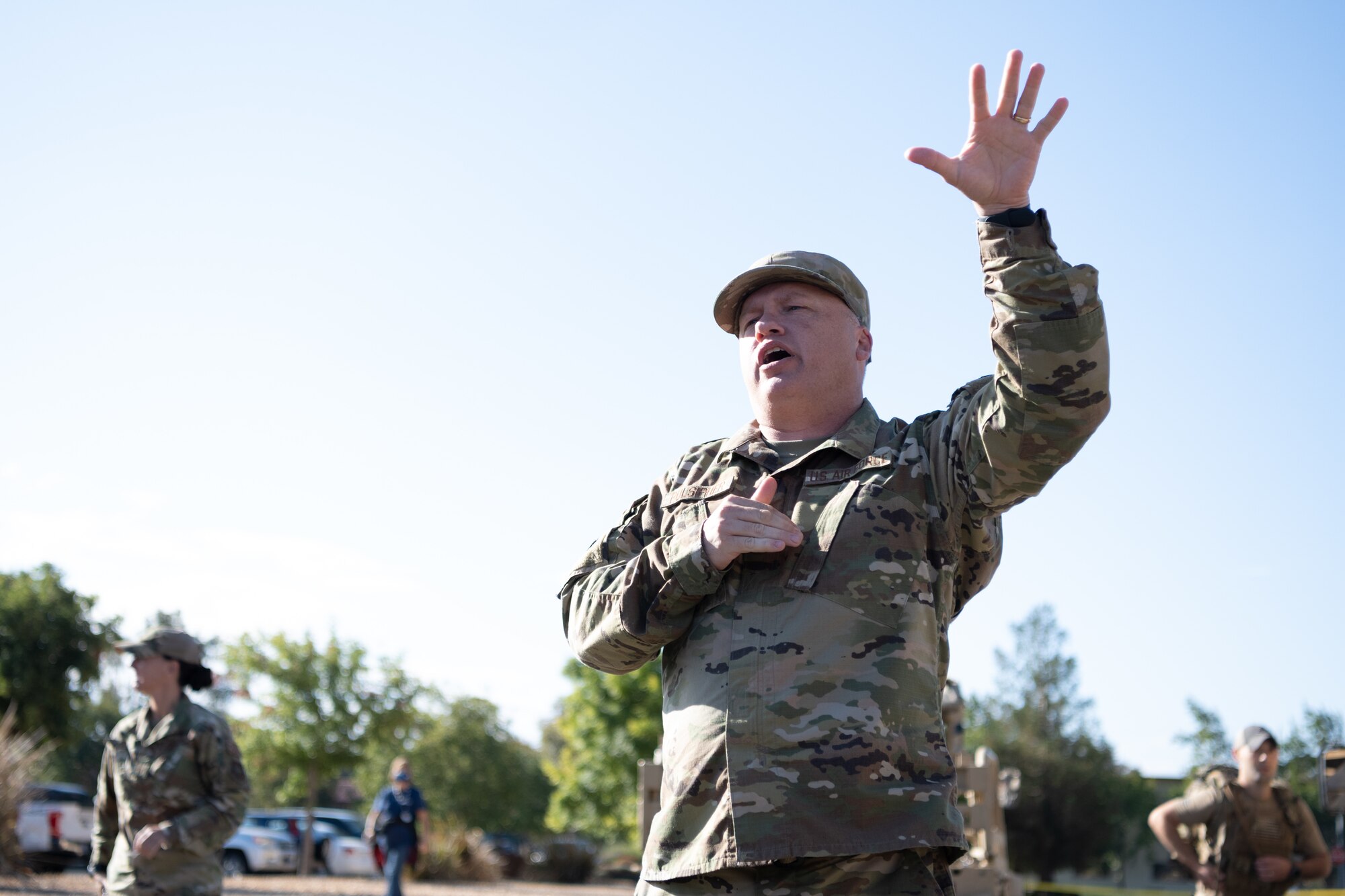 Airman giving speech